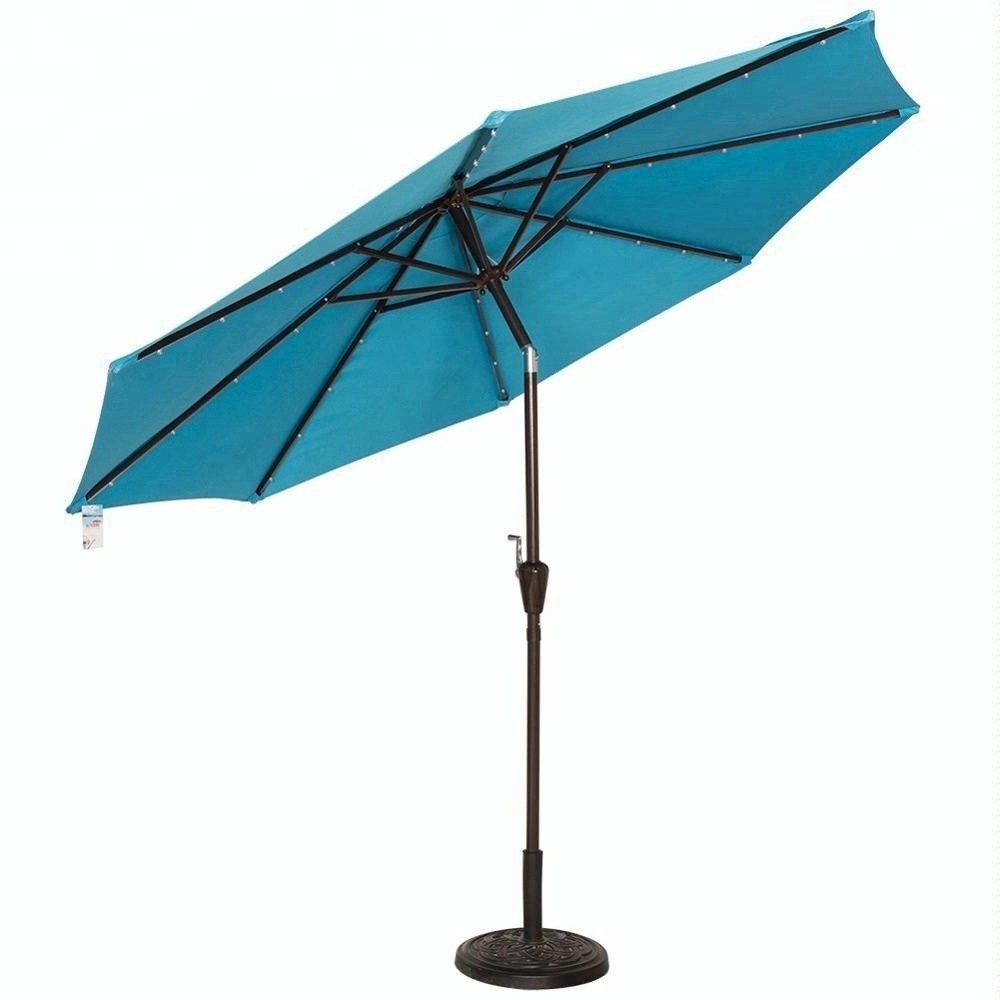 9Ft Outdoor Garden Parasol With 32 Solar Led Lights