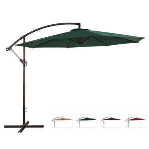 Outdoor 10Ft Round Cantilever Offset Hanging Umbrella With Canopy