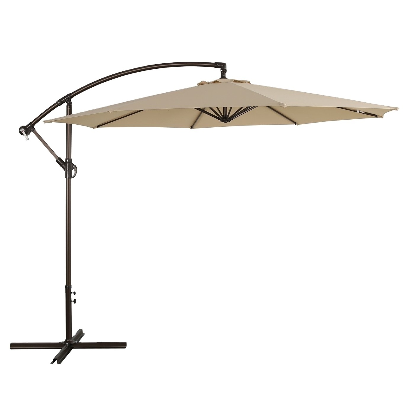 Outdoor 10Ft Round Cantilever Offset Hanging Umbrella With Canopy