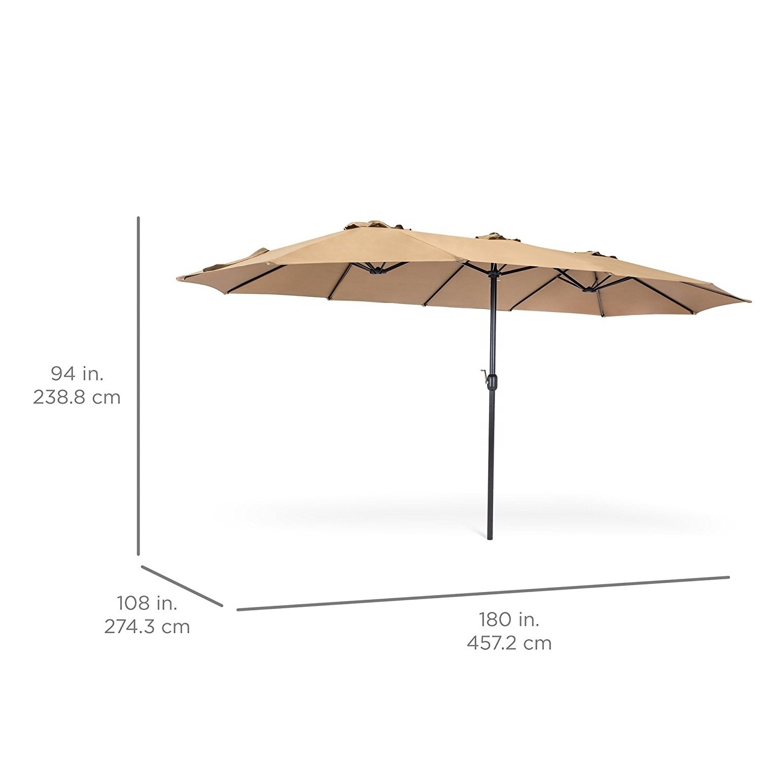 15ft outdoor twin patio parasol umbrella with crank