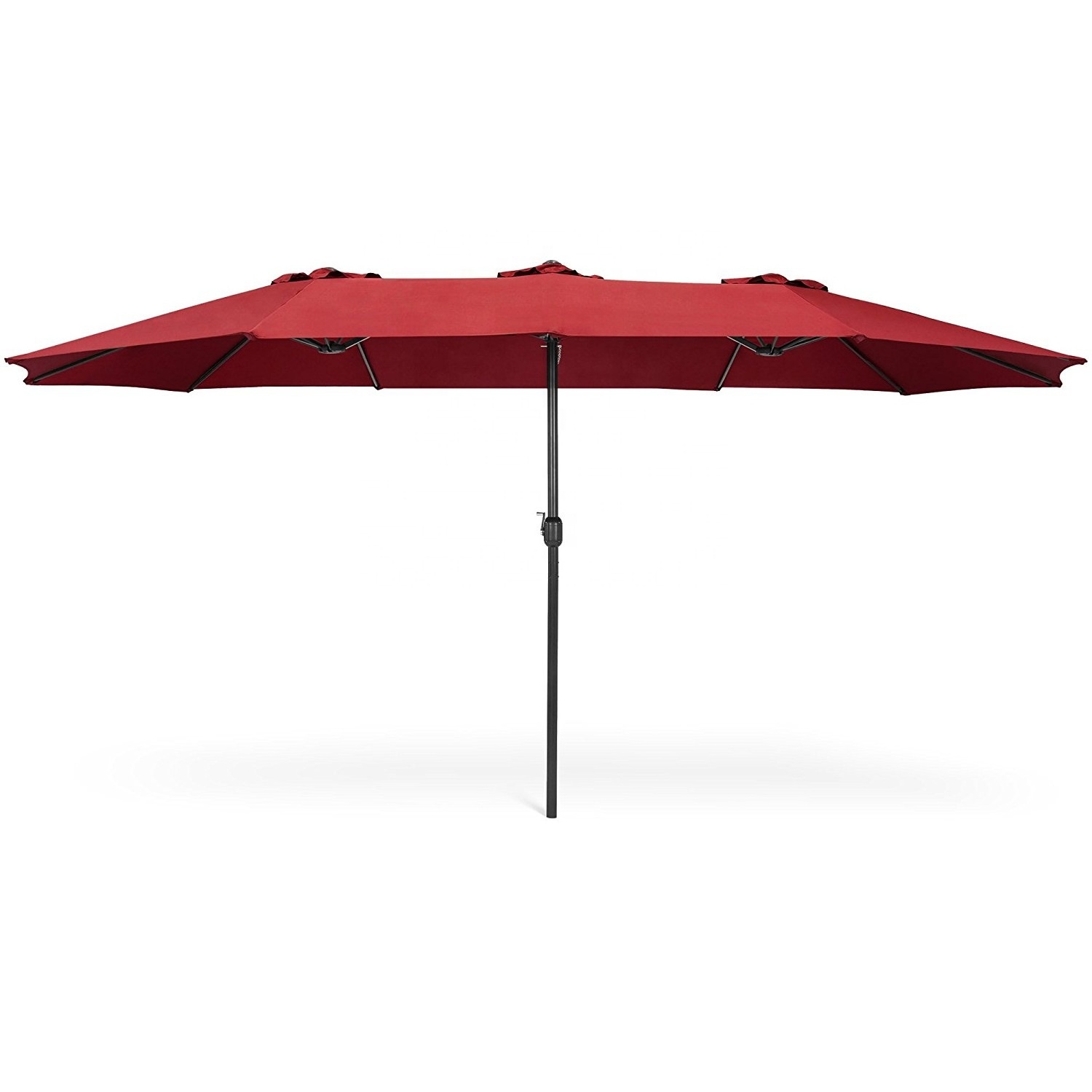 Double Sided Market Patio Outdoor Umbrella 15 Feet Garden Aluminum Twin Sun Canopy with Crank