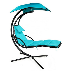 Garden Relax Blue Hanging Chaise Lounge Chair Arc Stand Air Porch Hammock Swing