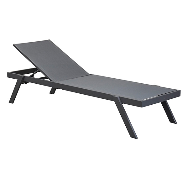 UV Protection Waterproof Outdoor Patio Sunbed Furniture Aluminum Hotel Beach Side Chaise Sun Lounger Textile Anthracite