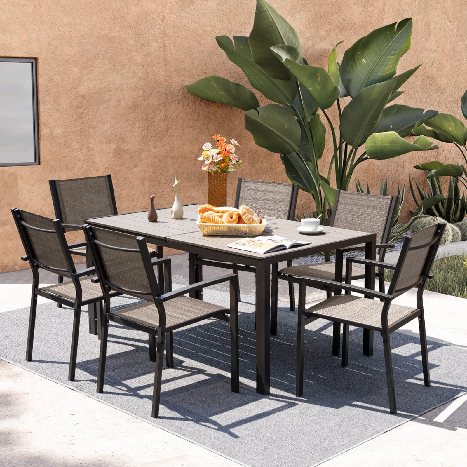 7PCS Outdoor Patio Dining Set with 59