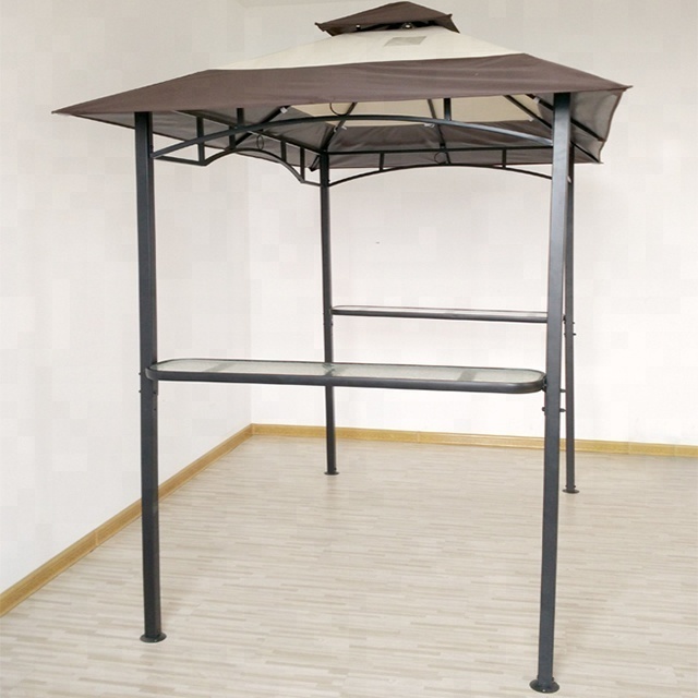 8x5feet Double Tiered Canopy BBQ Grill Gazebo With Bar Shelves