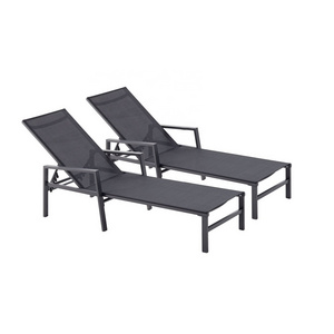 Aluminum Outdoor Reclining Chaise Lounge All Flat 5 Positions Patio Chaise Lounge Chairs with Armrests All Weather for Outdoor