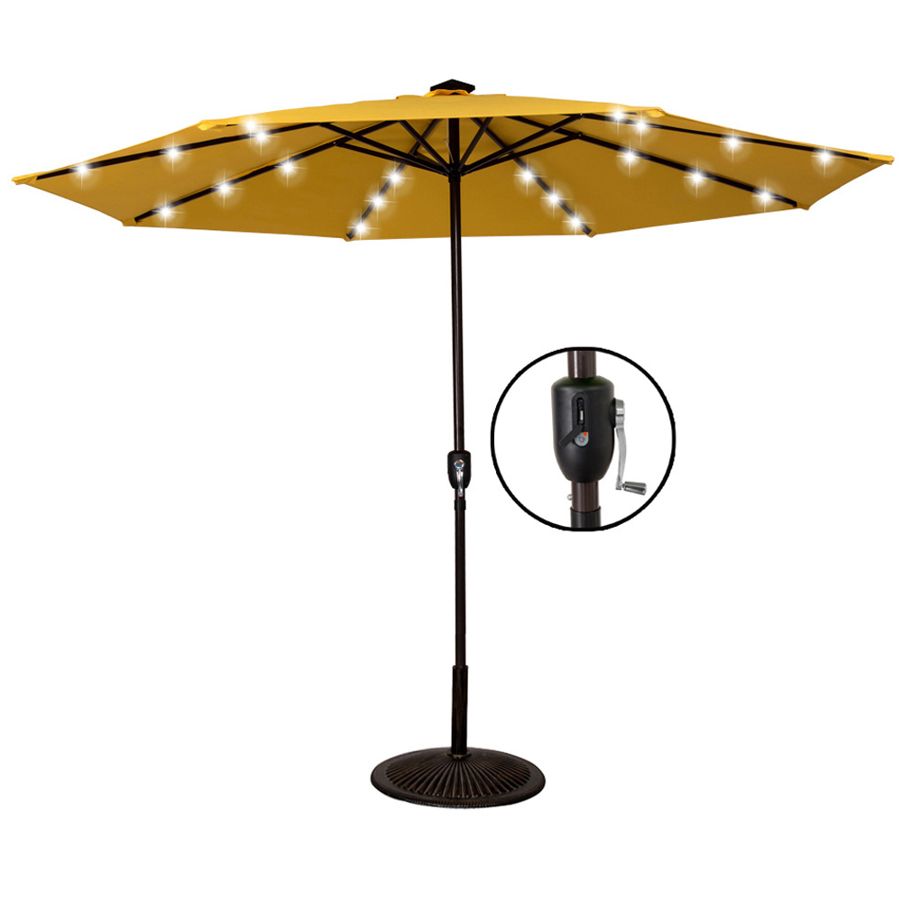 Uv Resistant Garden Balcony Patio 9Ft Solar Led Light Patio Umbrella With Usb Ports