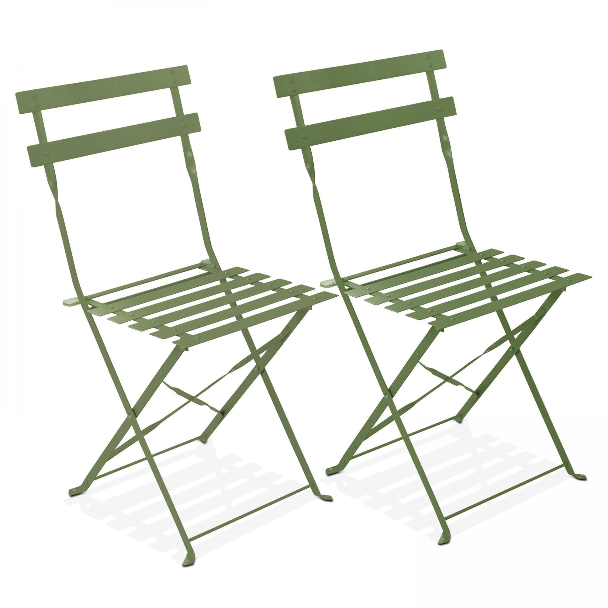 3 Pieces Patio Bistro Set Steel Folding Table and Chairs Folding Outdoor Patio Furniture Sets for Lawn Yard Bistro Balcony Green