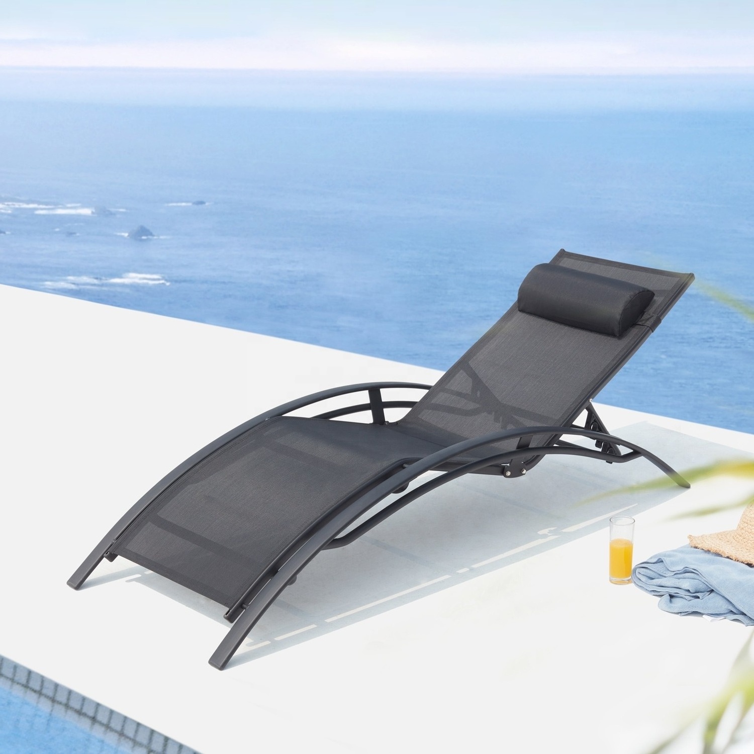 Mail Order Hot Selling Outdoor S-shaped Folding Sunbed Stackable Chaise Sunlounge Chair Mailorder