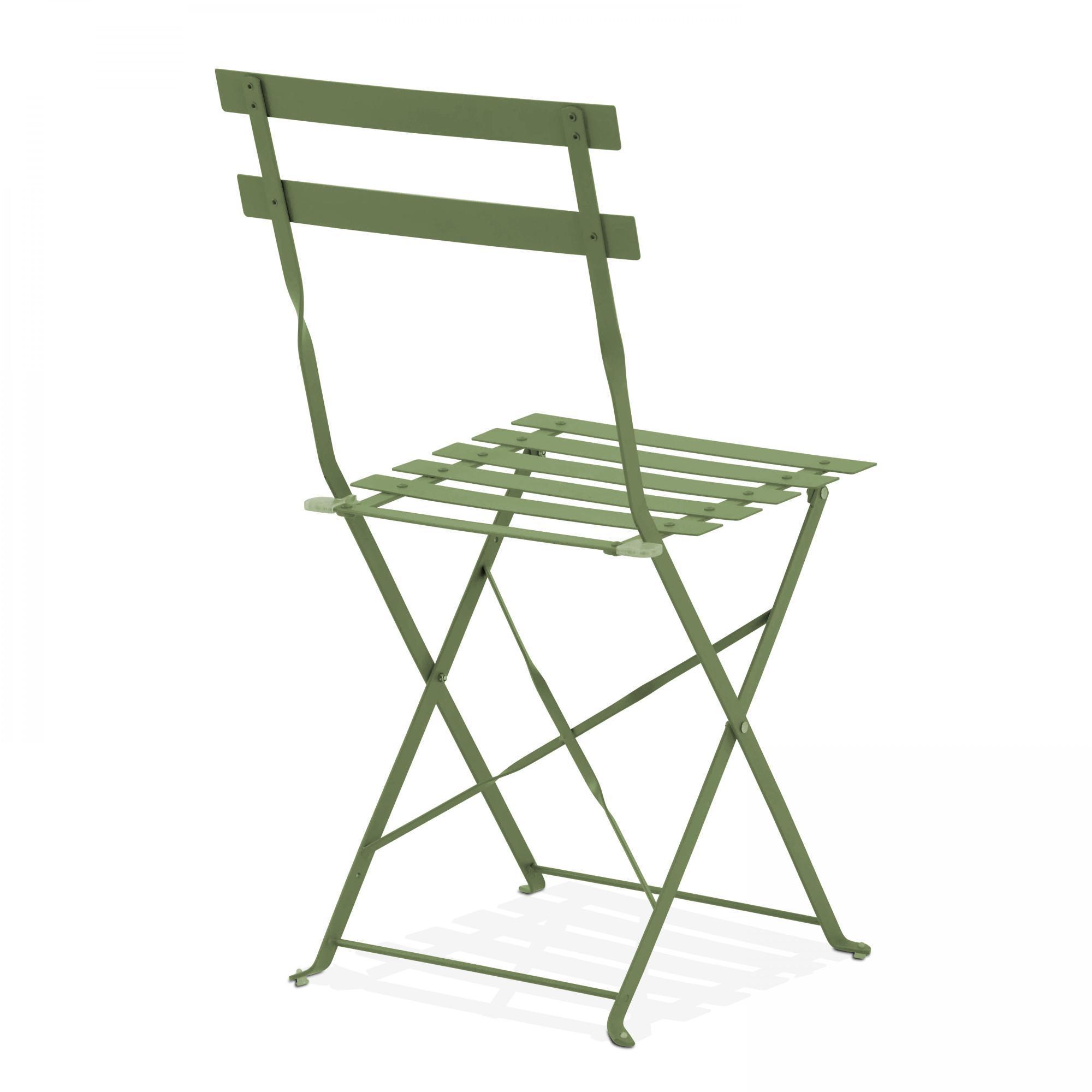 3 Pieces Patio Bistro Set Steel Folding Table and Chairs Folding Outdoor Patio Furniture Sets for Lawn Yard Bistro Balcony Green