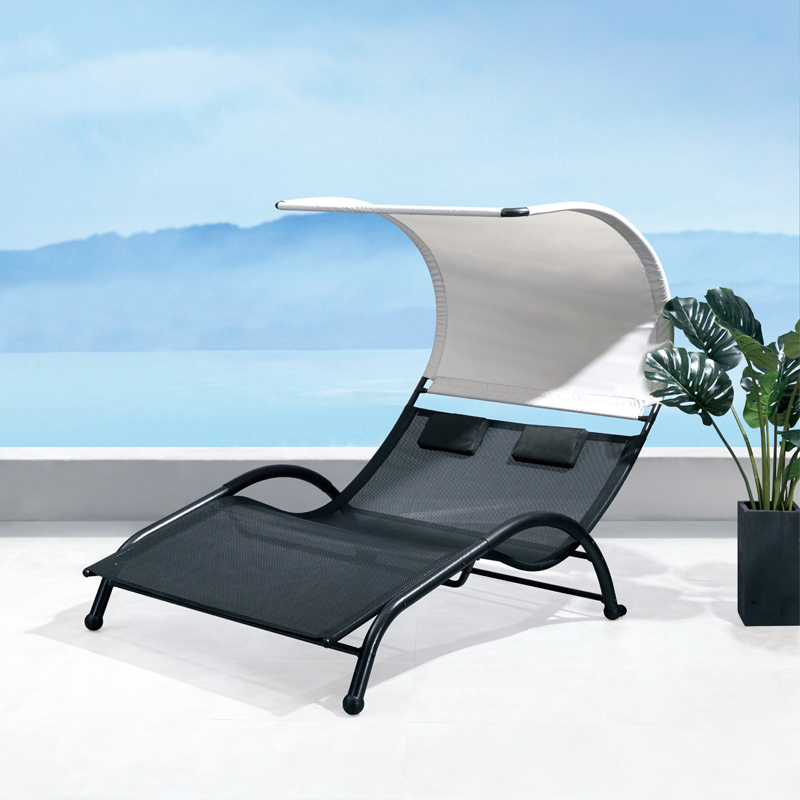 outdoor Beach rattan sunbed Hanging Lounger recliner chair sofa modern pool outdoor chaise lounge chair beach bed recliner