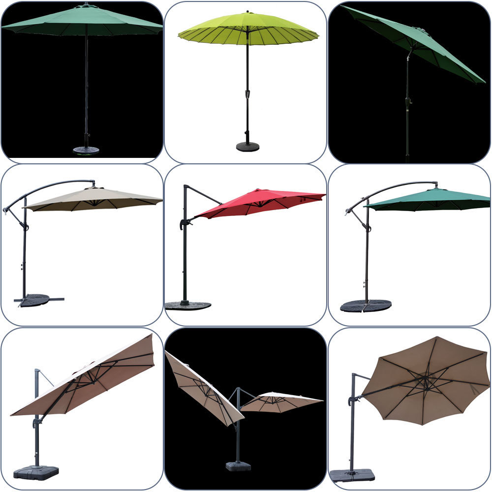 wholesale umbrella set aluminum led light garden umbrella with Solar Panel Outside Beach Sun parasol