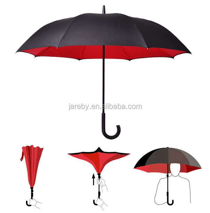 fashion custom double layer upside-down umbrella inverted