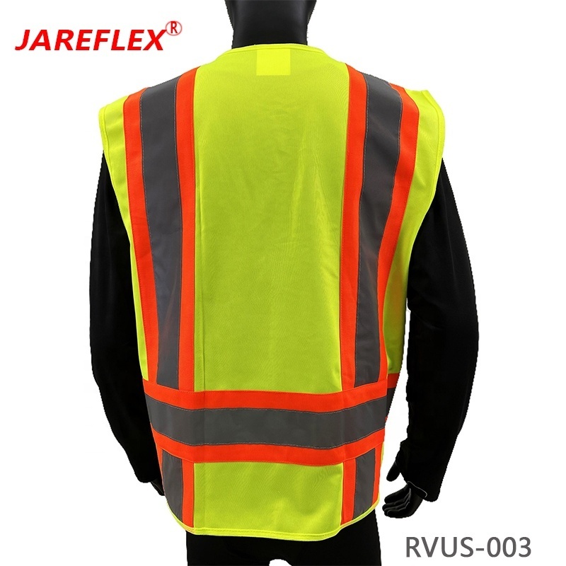 Safety Vest Reflective ANSI Class 2, High Visibility Vest with Pockets and Zipper Construction Work Vest Hi Vis