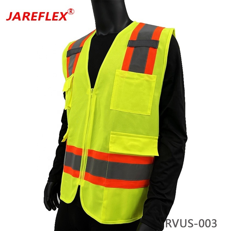 Safety Vest Reflective ANSI Class 2, High Visibility Vest with Pockets and Zipper Construction Work Vest Hi Vis