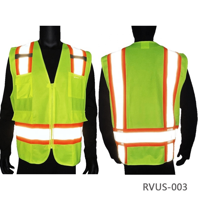 Safety Vest Reflective ANSI Class 2, High Visibility Vest with Pockets and Zipper Construction Work Vest Hi Vis