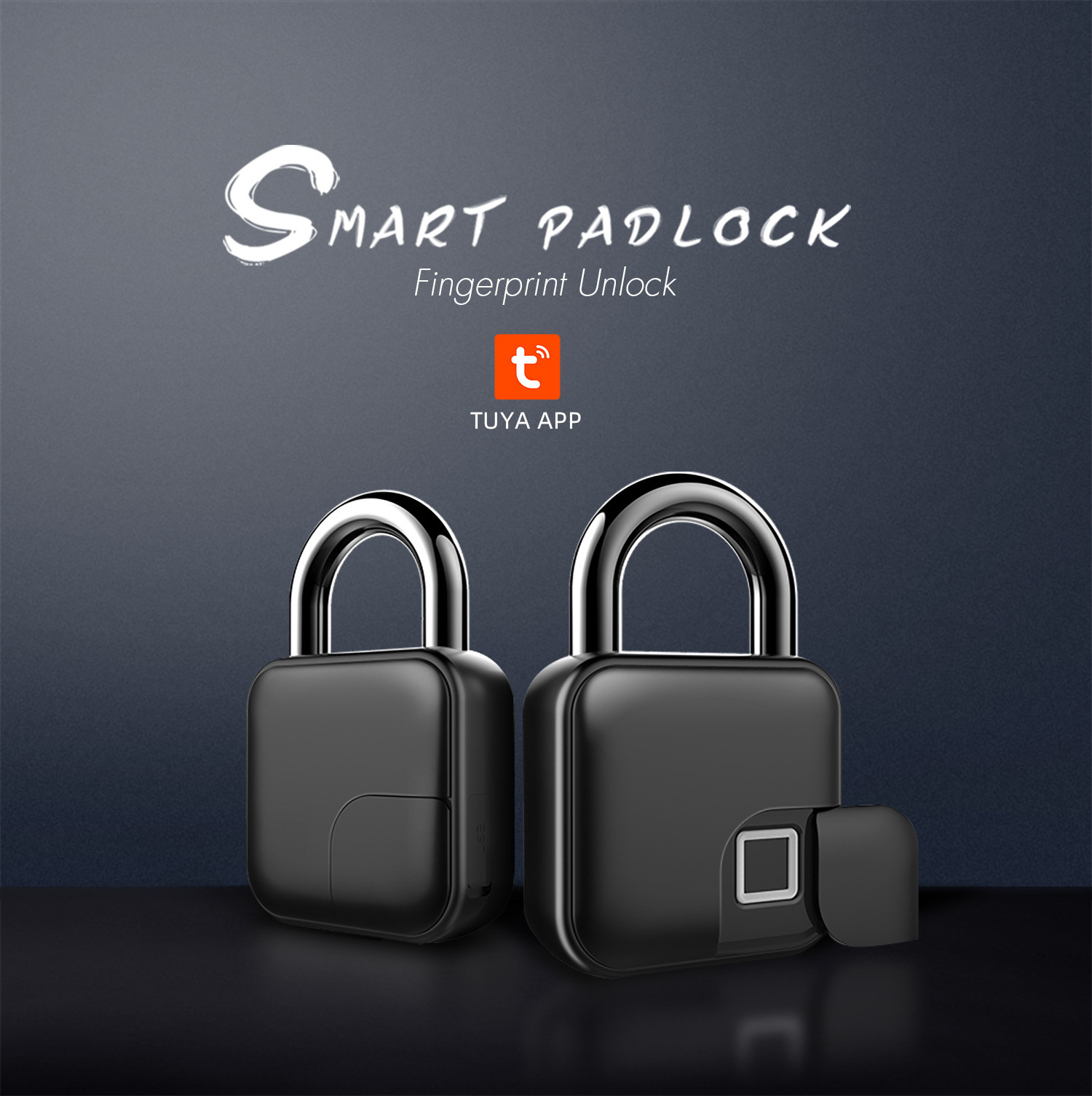 High Quality fingerprint padlock Alloy Steel Dust proof and Waterproof smart lock fingerprint padlock