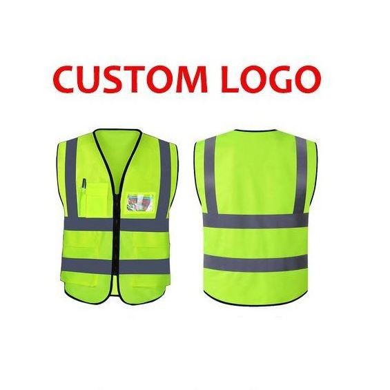 Construction Work Reflect Customized Logo Outdoor Factory Supply Safety Vest Black With Pocket