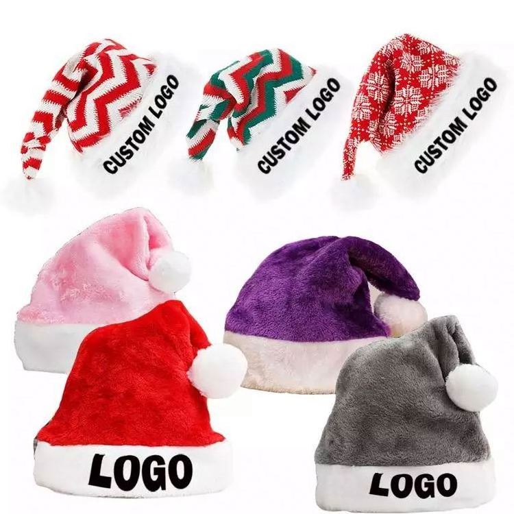 Customized Design Colorful High quality plush dancing santa hat