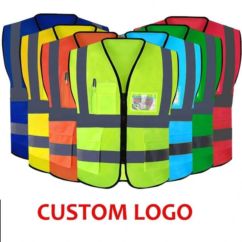 High Visibility Top Quality Blue Reflective Vest Polyester Breathable Customized High Visibility Warning Safety Vests