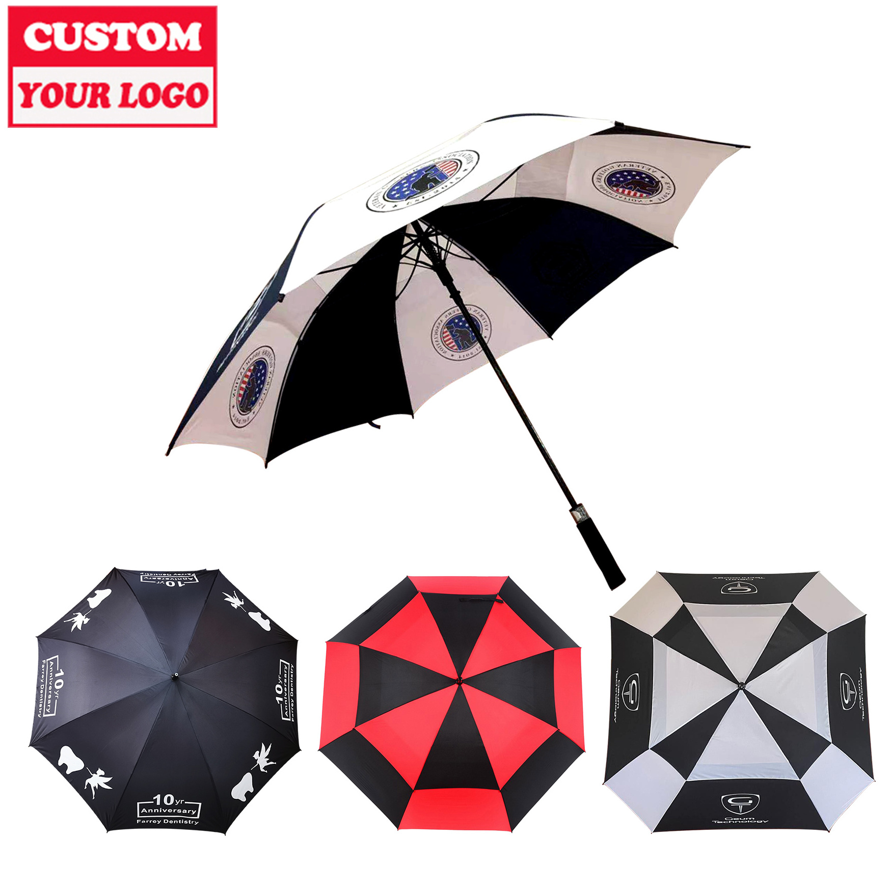 Custom Umbrellas Supplier Paraguas Sombrillas Fiberglass Straight Golf Size Rain Umbrella