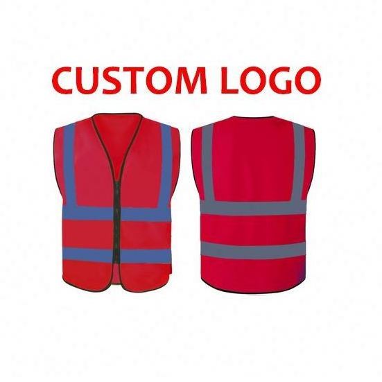 Construction Work Reflect Customized Logo Outdoor Factory Supply Safety Vest Black With Pocket