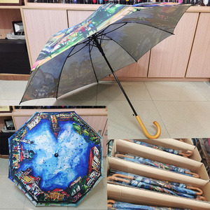 Windproof Large Auto Open 30" 60" 190T Pongee Fibreglass Custom Promotional Sublimation Customized Logo Golf Umbrella