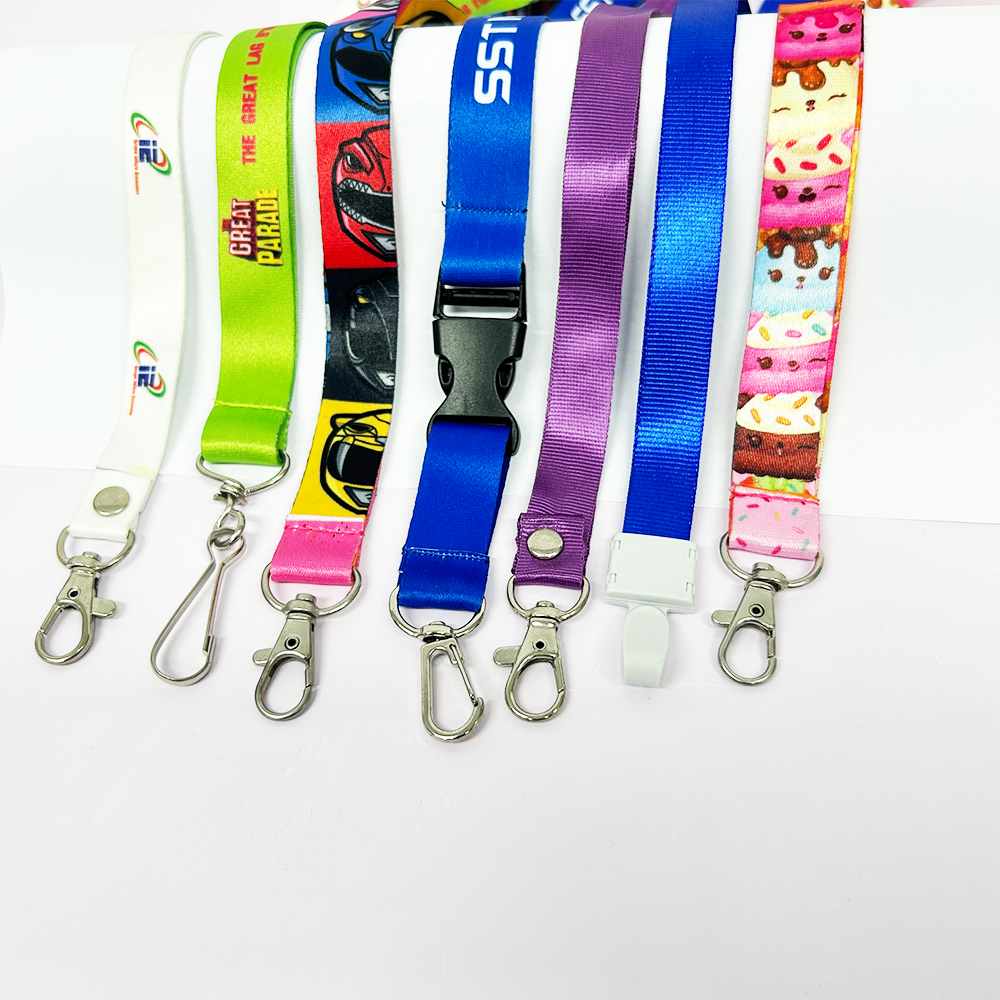 With Hook Rope Neck Straps Colorful Keychain Custom Lanyard Badge Ribbon