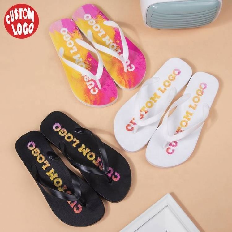 Custom Printed Logo Flip Flop Blanks Pool Digital Sublimation Non-Slip Flip-Flops Summer Beach Slides Shoes