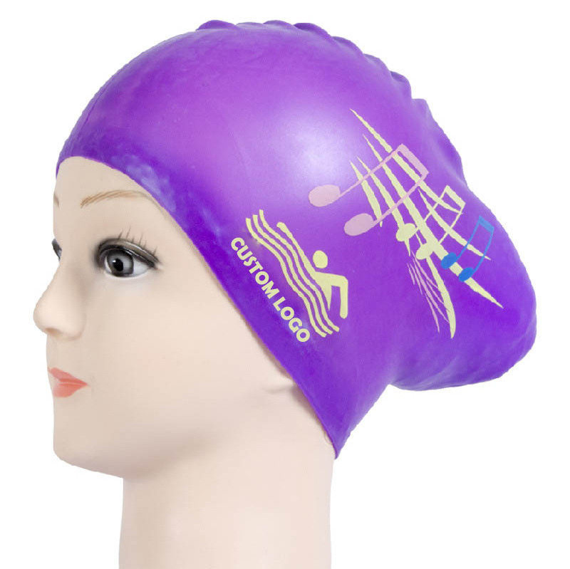 Women Girls Kid Waterproof Silicone Sport Custom Long Hair Swimming Hat Cap Adult Ear-protective Swimming Cap For Long Hair