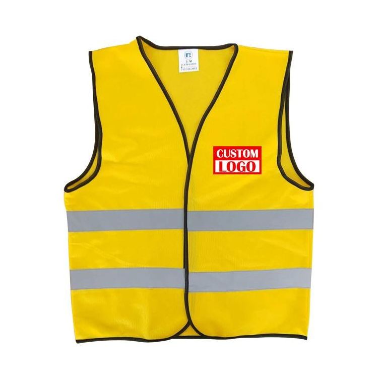 Construction Work Reflect Customized Logo Promotion Gifts Safety Yellow Vest With Pocket