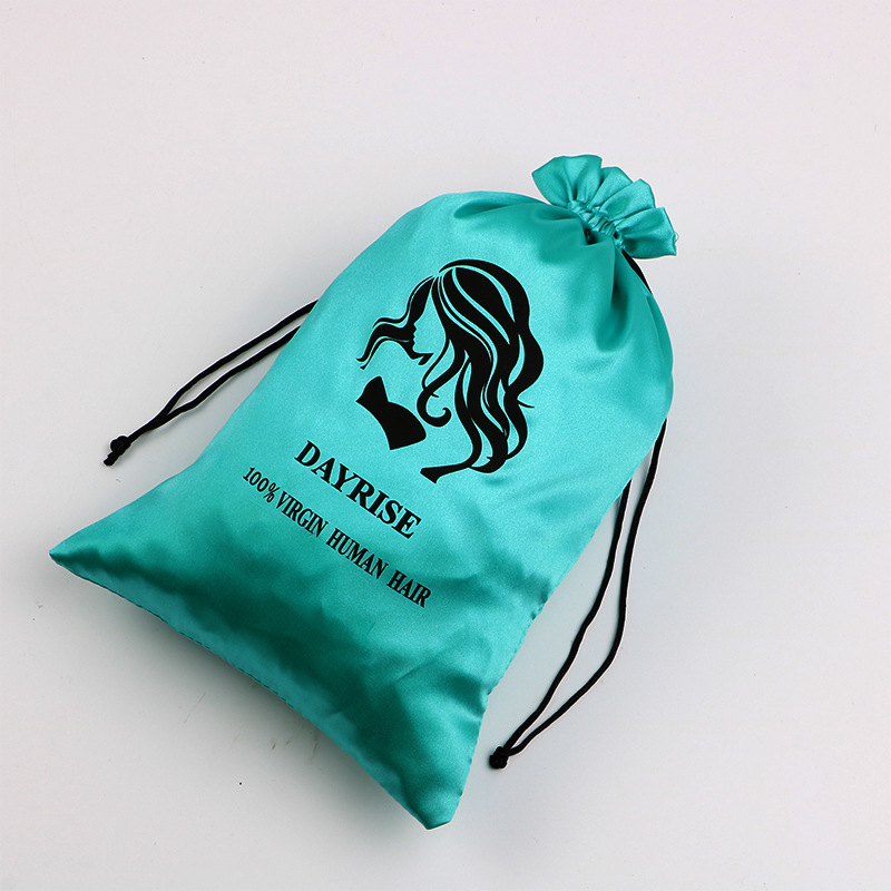 Custom Logo Small Satin Dust Pouch Gift Packaging Hair Wig Large Silk Bag Satin Drawstring Bag Custom Satin Bags With Logo