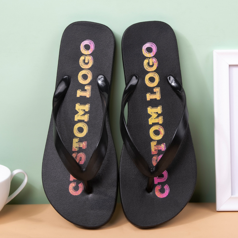 Eco Promotional Customized Printed Custom Logo Print Pvc Flipflops Beach Flip-Flops Slippers Cheap Wholesale Custom