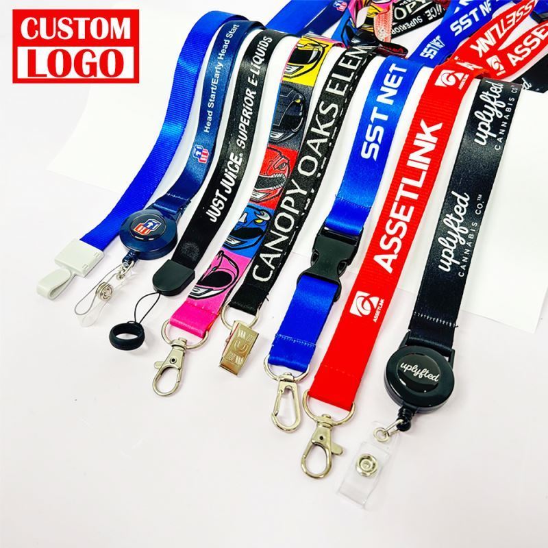 With Hook Rope Neck Straps Colorful Keychain Custom Lanyard Badge Ribbon