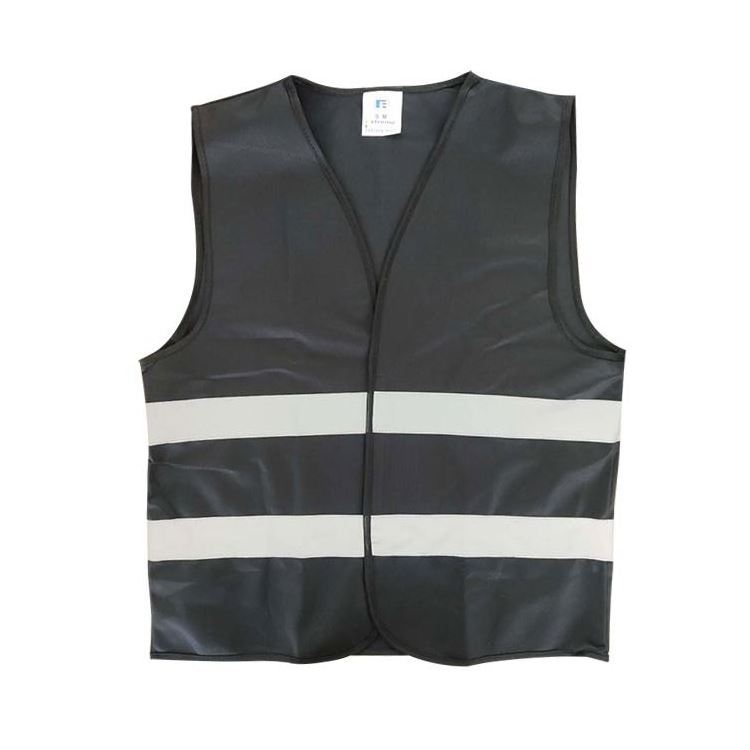 Construction Work Reflect Customized Logo Outdoor Factory Supply Safety Vest Black With Pocket