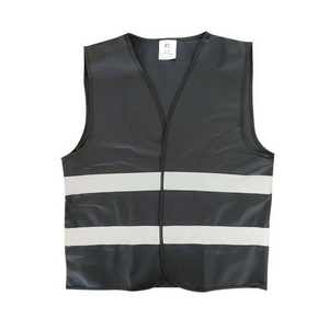 Construction Work Reflect Customized Logo Outdoor Factory Supply Safety Vest Black With Pocket