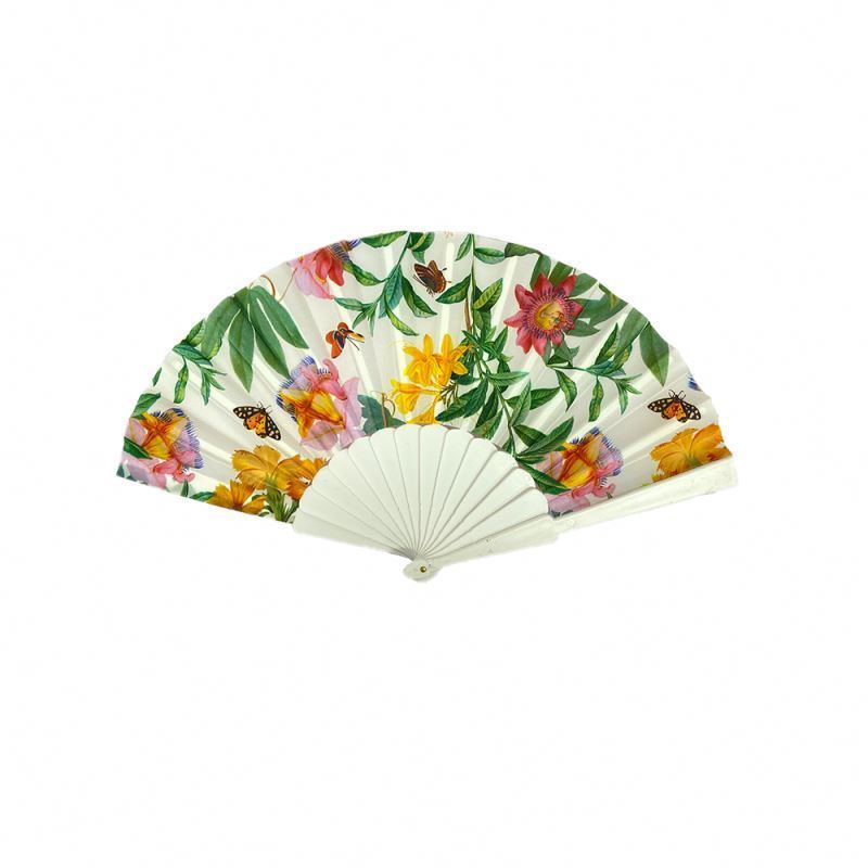 Black Bamboo Ribs Hand Held Folding Fabric Classical Black Chinese Paper Fan Silk Hand Fan