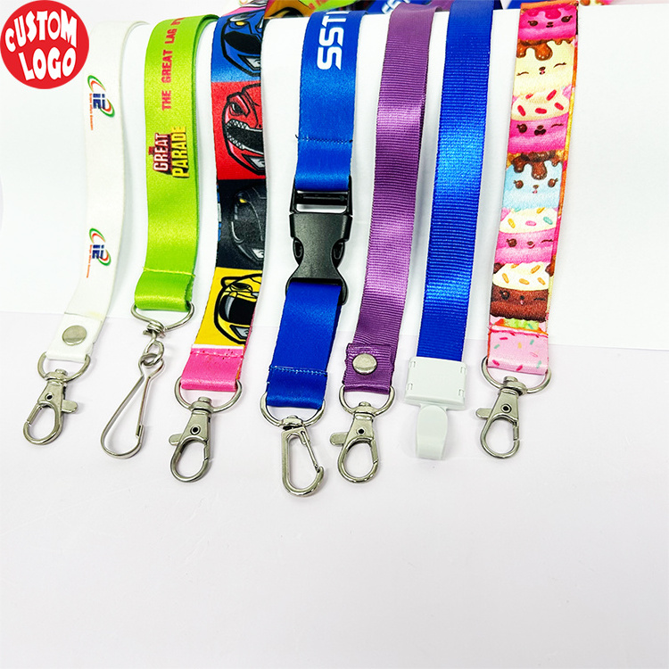 Cheap Custom Design Dye Polyester Safety Sublimation Printing Logo Neck Key Chain Nylon Lanyard Card Holder With Hook Lanyards