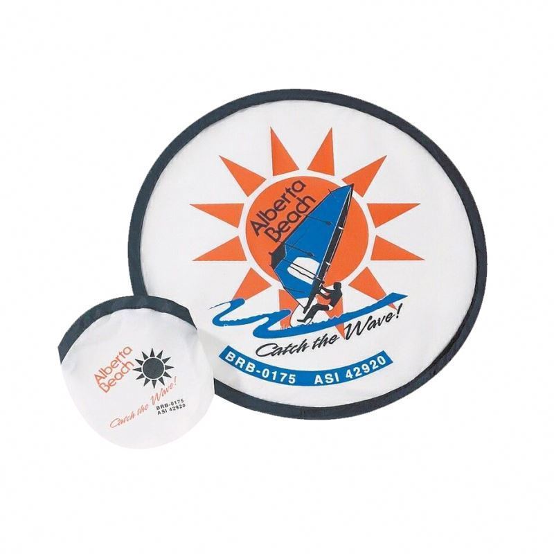 Custom Printed Soft Pet Flying Disc Round Nylon Hand Folding Fan With Pouch Foldable Flying Disc