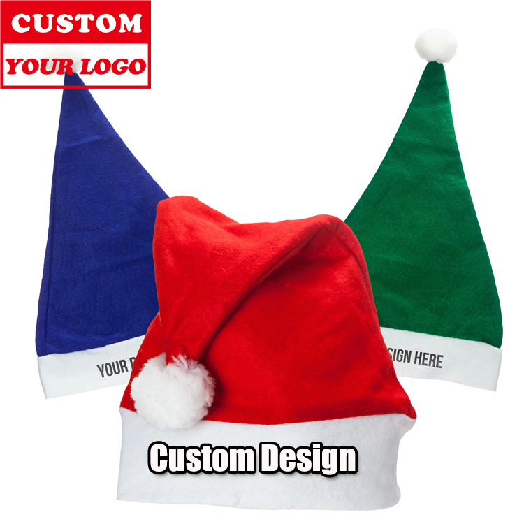 Customized Design Colorful High quality plush dancing santa hat