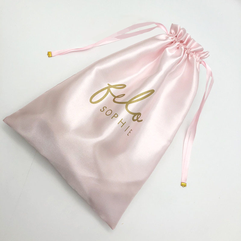 Custom Logo Small Satin Dust Pouch Gift Packaging Hair Wig Large Silk Bag Satin Drawstring Bag Custom Satin Bags With Logo