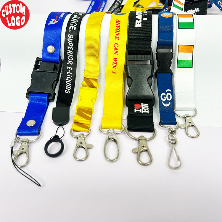 Cheap Custom Design Dye Polyester Safety Sublimation Printing Logo Neck Key Chain Nylon Lanyard Card Holder With Hook Lanyards