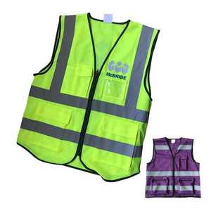 China Factory Road Cycling Reflective Safety Vest Customized Purple Safety Vest