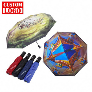 With Wooden Handle Wind Rain Student Sun Silk Screen Printing Best Folding Umbrella