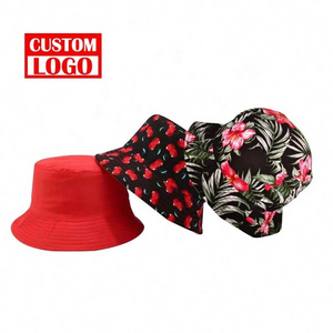 String Foldable Bucket Hat Wide Brim Fishing Cap Customized Full Printing Logo Cotton Blue Hat Bucket Full All Over Bucket Hat