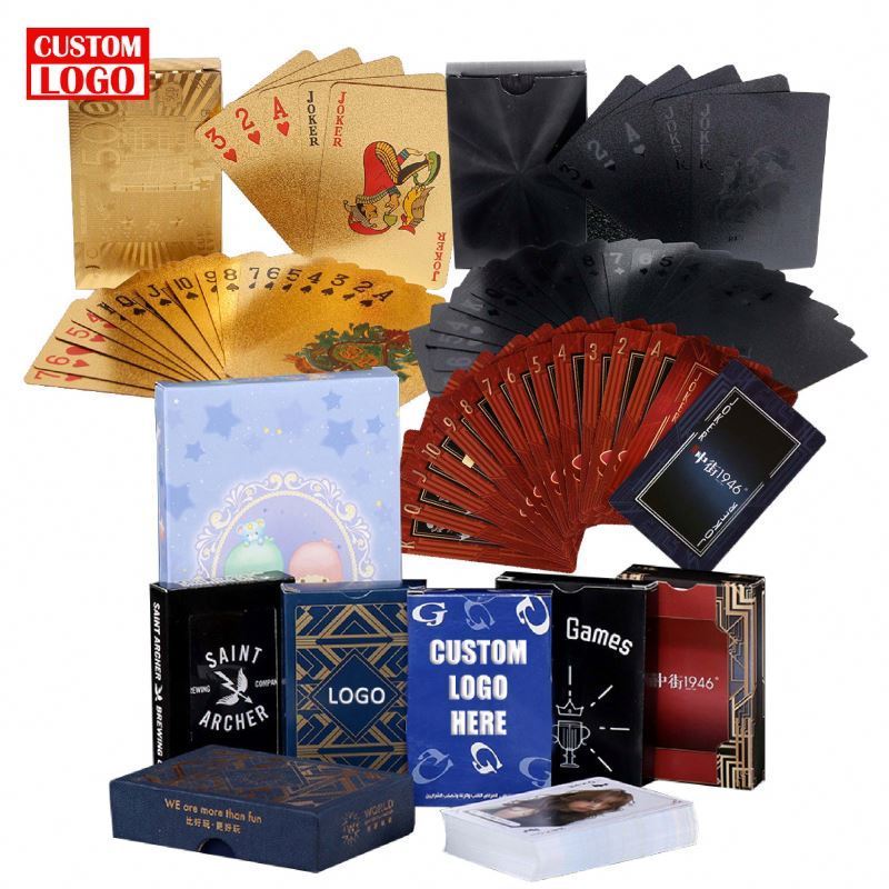 Black And Gold Design Pattern Personalized Advertising Playing Poker Cards With Gift Box Box Pack Playing Card Sets