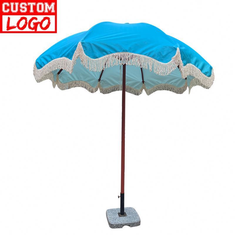 Custom Print Heavy Duty Patio Umbrellas Blue Patio Umbrella For Decoration