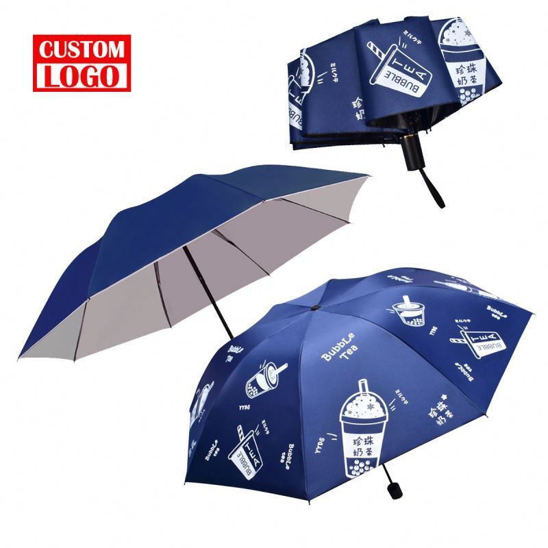 Foldable 3 Automatic Folding Umbrella 23 Inch 12Ribs Auto Open Close Custom Print Logo Umbrella