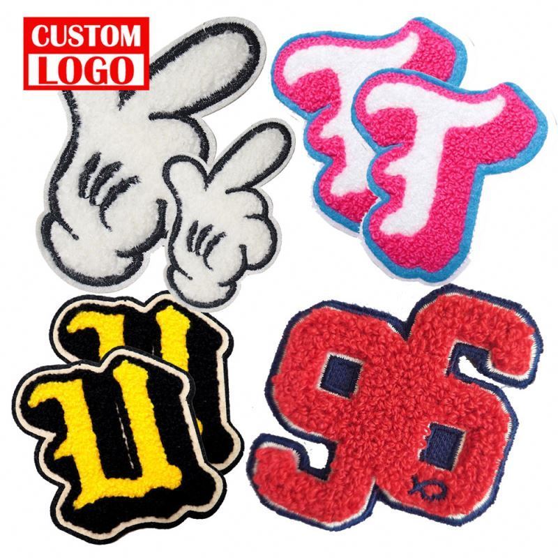 Custom High Quality Wholesale Iron-On Or Sew-On Iron On Chenille Letter Patchs For Clothing Chenille Patch Letter