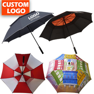 Promotion Advertising 30 inch Digital Printing Double Canopy Sun Umbrella Prints Logo Custom Golf Umbrella